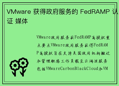 VMware 获得政府服务的 FedRAMP 认证 媒体 VMware 获得政府服务的 FedRAMP 认证 媒体